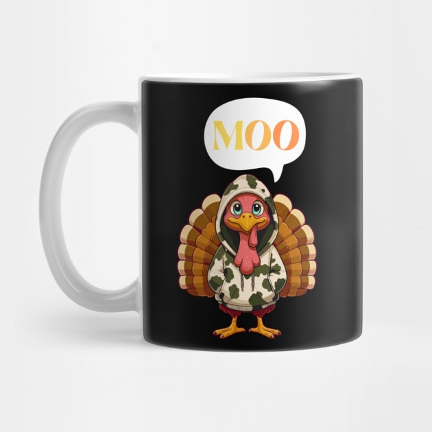 Turkey Moo Retro Thanksgiving Day by Binsy